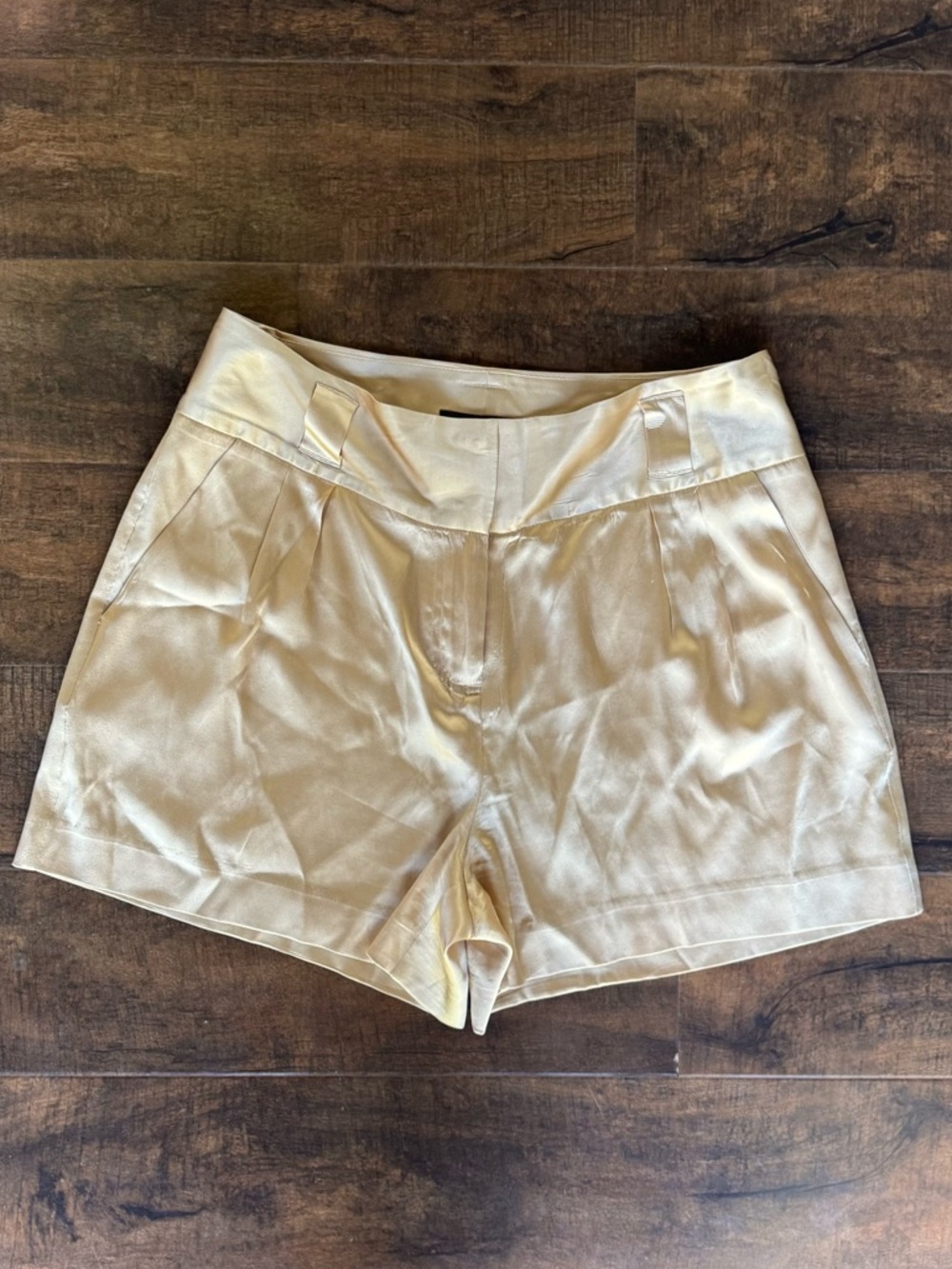 Express High-Waist Cream Satin Shorts